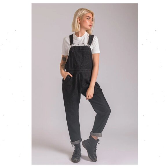 P & Co. Black  Denim Throttle Overalls Dungarees - Picture 1 of 10